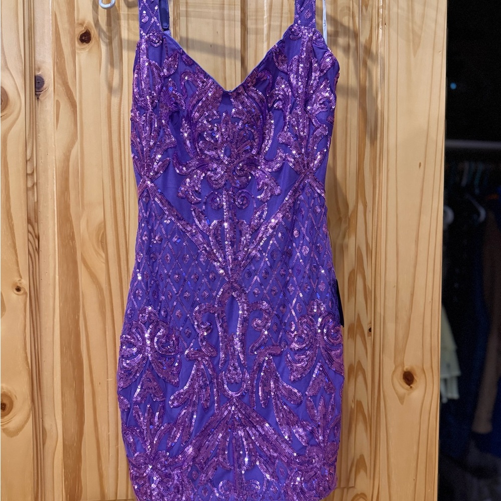 Lulu's Vibrant Purple Sequin Mini Dress